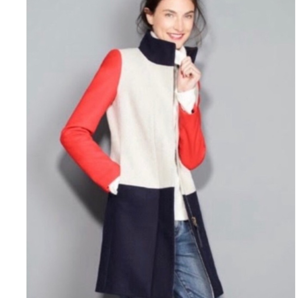 NWOT j.crew colorblock  wool coat